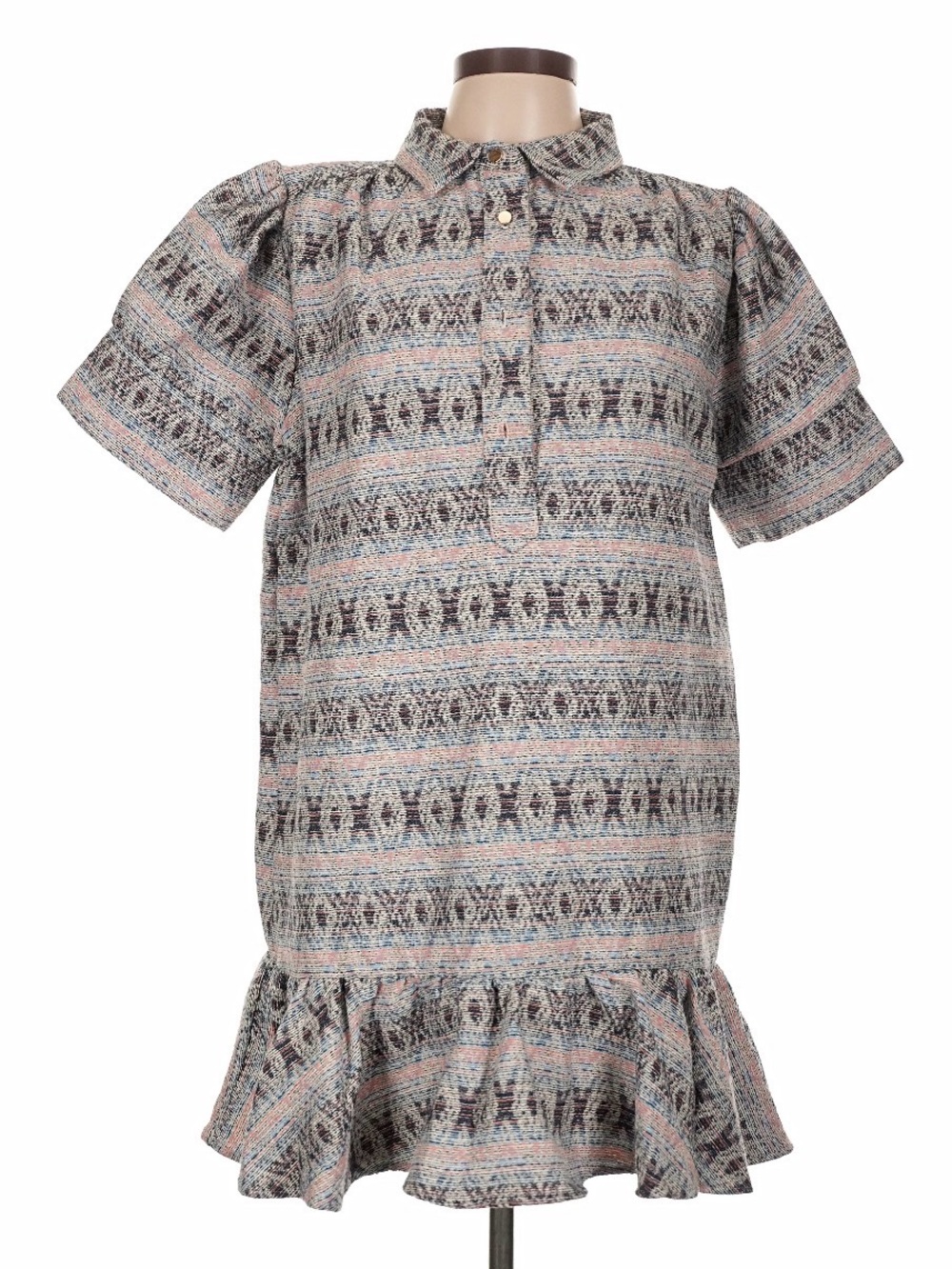 Never A Wallflower Every Thing Short Sleeve Dress Jacquard Woven Pattern Large
